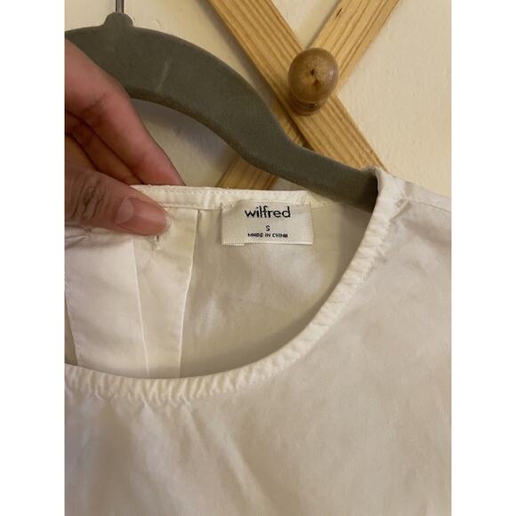 Aritzia Top Women's Small White Wilfred Long Sleeves Wrist Tie Cropped Button Up - Picture 3 of 7